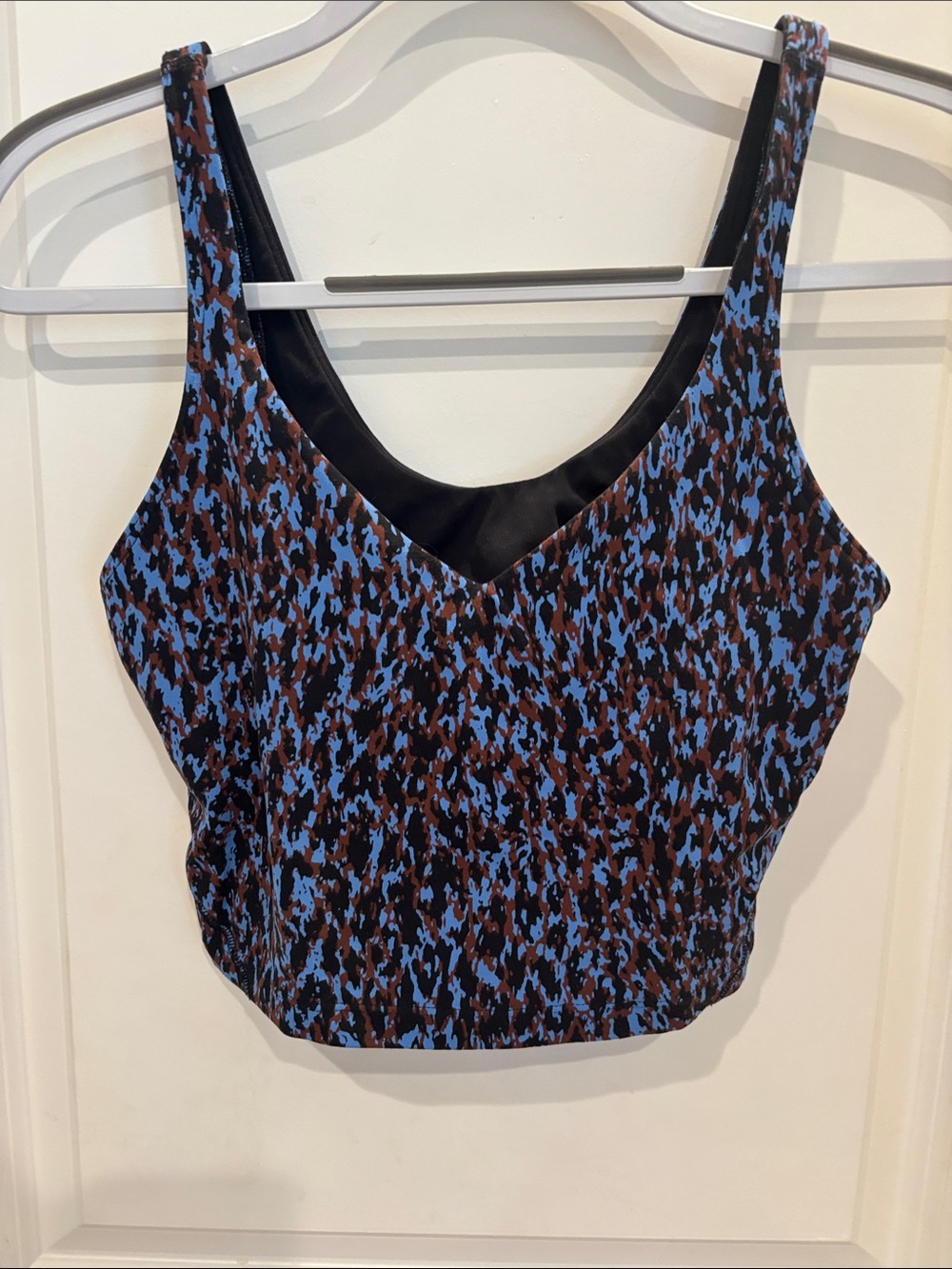 lululemon athletica Blue and Brown Printed Scoop-Back Sports Bra